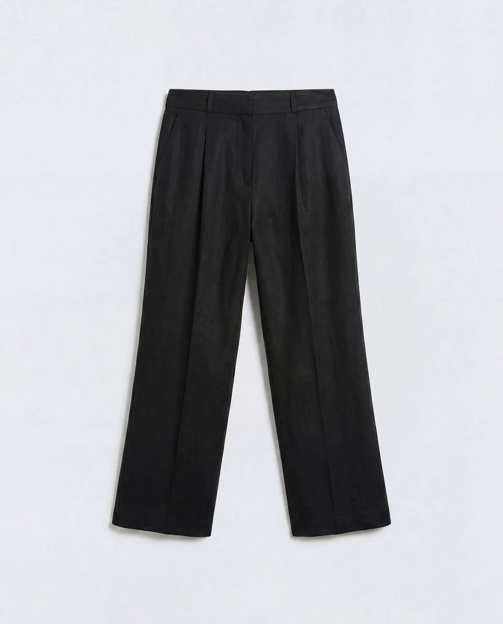 Rareism Women's Linzy-B Black 100% Linen Straight Plain Trouser