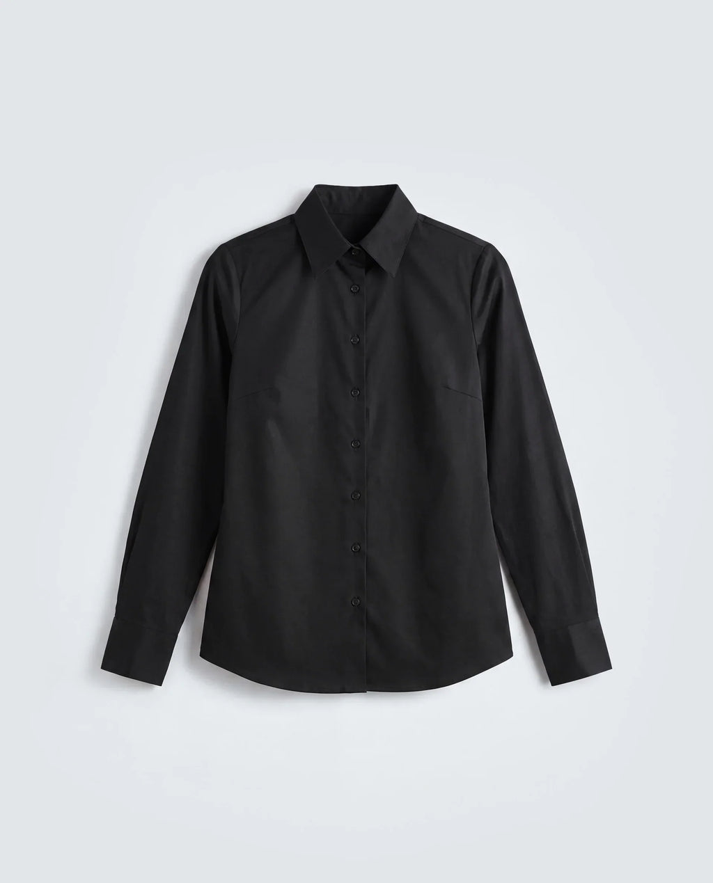 Rareism Women's Maven Black Cotton Blend Spread Collar Fitted Plain Shirt