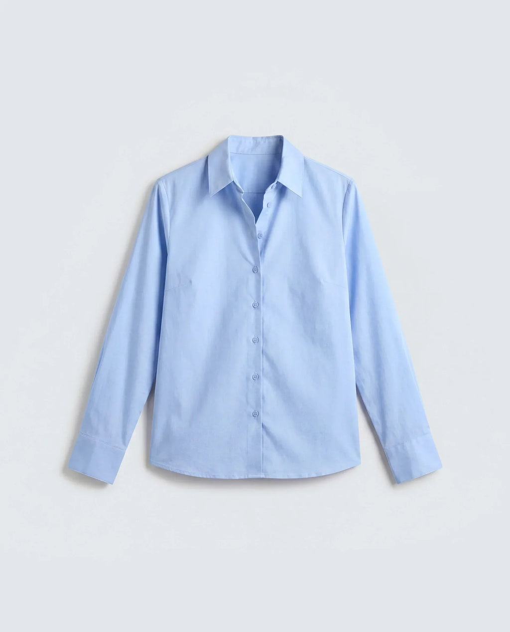 Rareism Women's Maven Light Blue Cotton Blend Spread Collar Fitted Plain Shirt