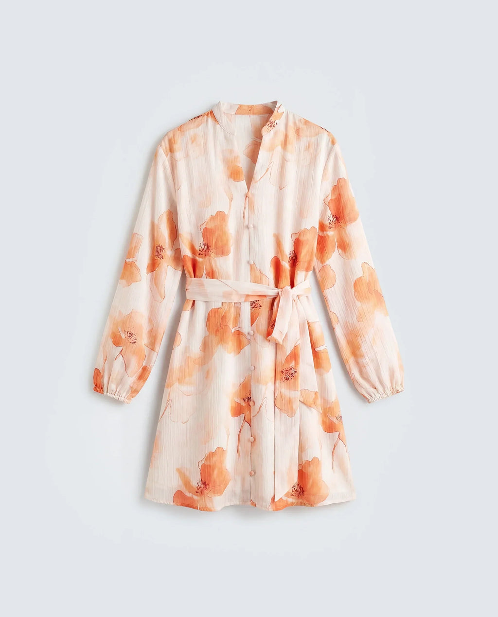 Rareism Women's Memti Light Multi Polyester Full Sleeve Mandarin Collar A-Line Floral Print Dress