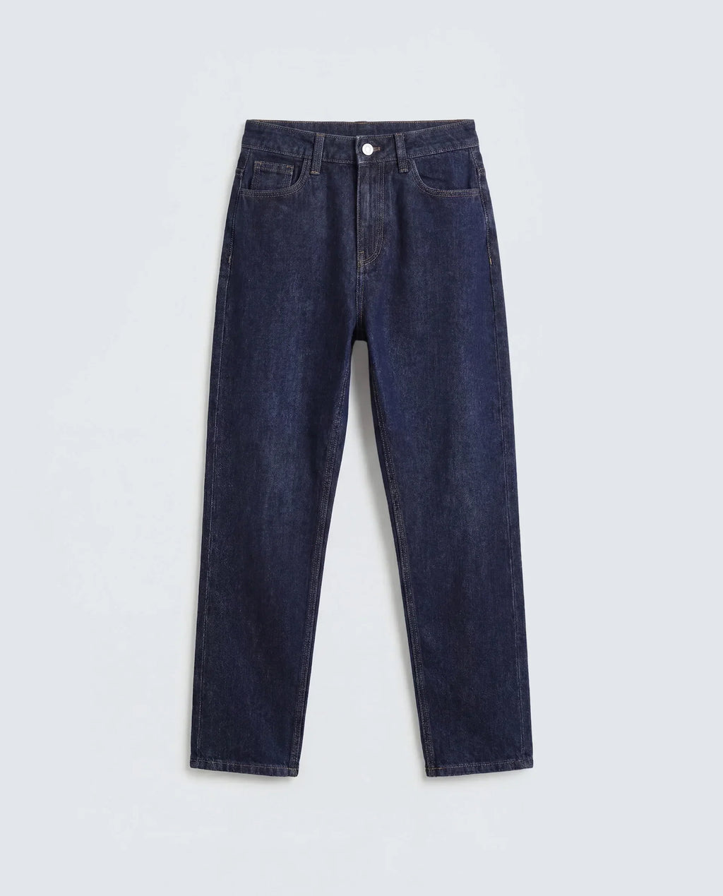 Rareism Women's Momind Dark Navy Cotton Blend Mom Fit Plain Jeans