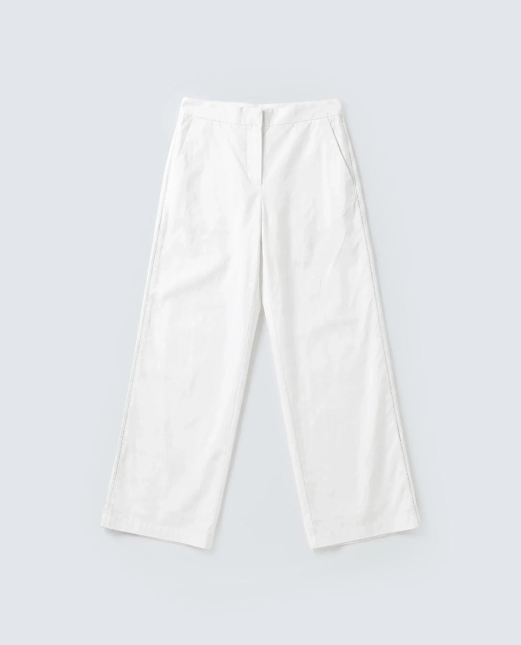 Rareism Women's Mysa-B Off White Cotton Straight Plain Trouser