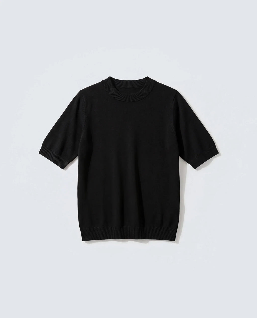 Rareism Women's Sohrdo Black Nylon Blend Half Sleeve Crew Neck Regular Fit Plain Top