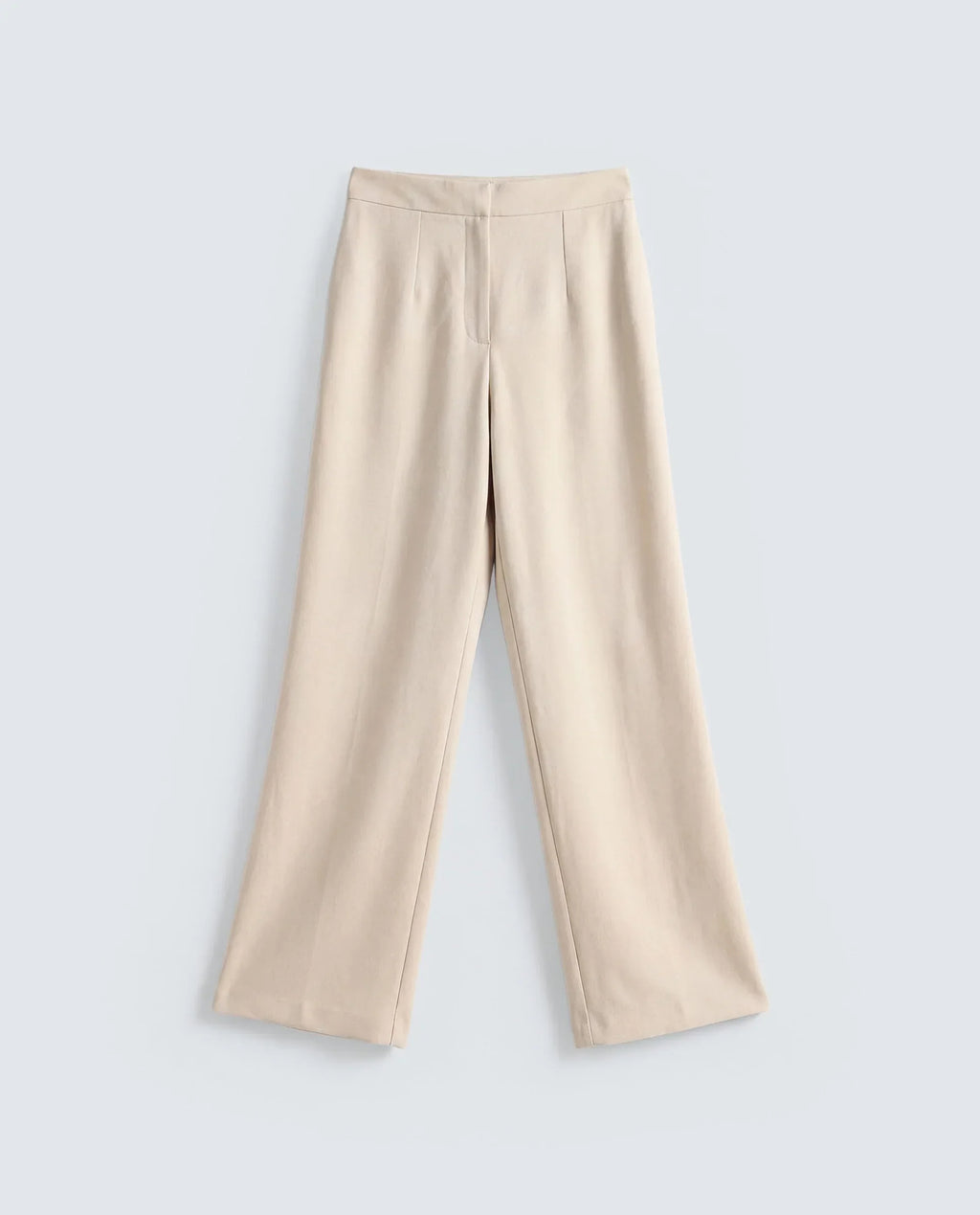 Rareism Women's Srait-1 Beige Viscose Fabric Straight Plain Trouser