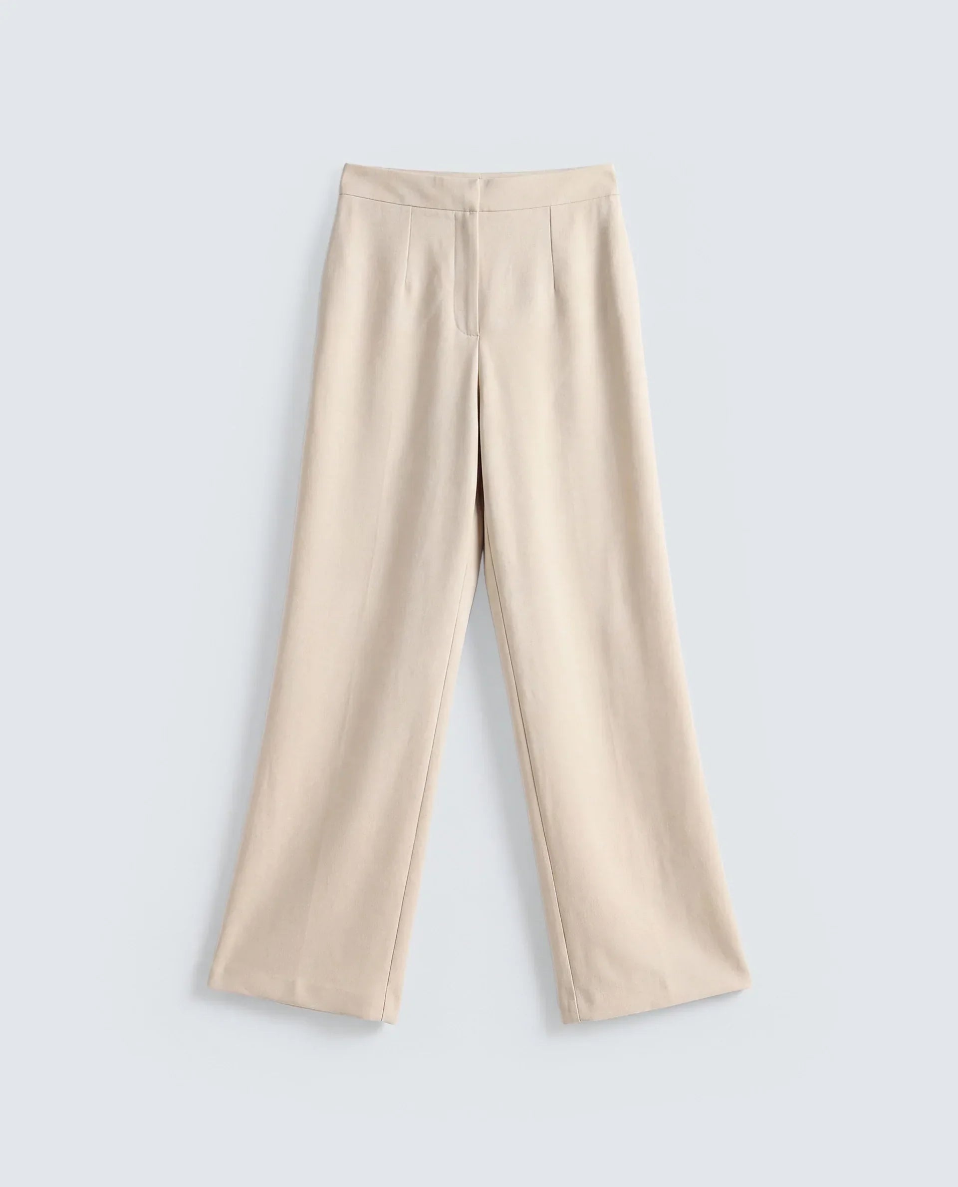 Rareism Women's Srait-1 Beige Viscose Fabric Straight Plain Trouser