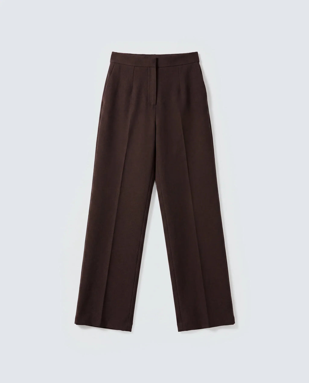 Rareism Women's Srait-1 Brown Viscose Fabric Straight Plain Trouser