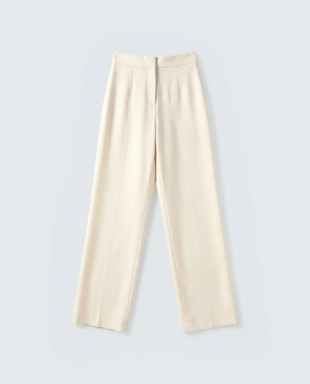 Rareism Women's Srait-1 Off White Viscose Fabric Straight Plain Trouser