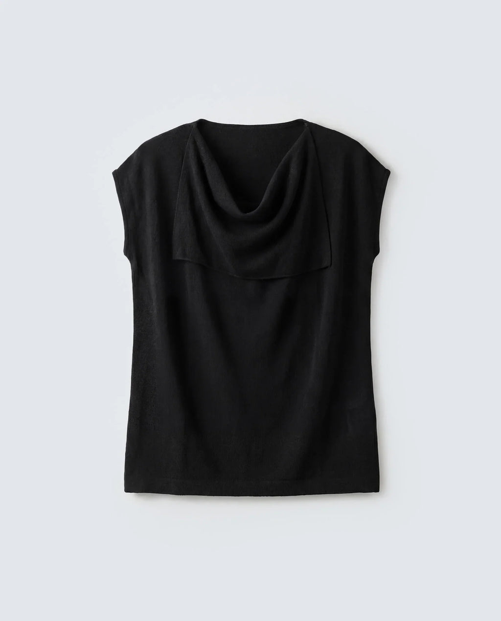 Rareism Women's Star Black Viscose Blend Half Sleeve Cowl Neck Relaxed Fit Plain Top