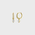 Isa Grutman Marquise Diamond Charm Pave Huggie Hoops - Yellow Gold