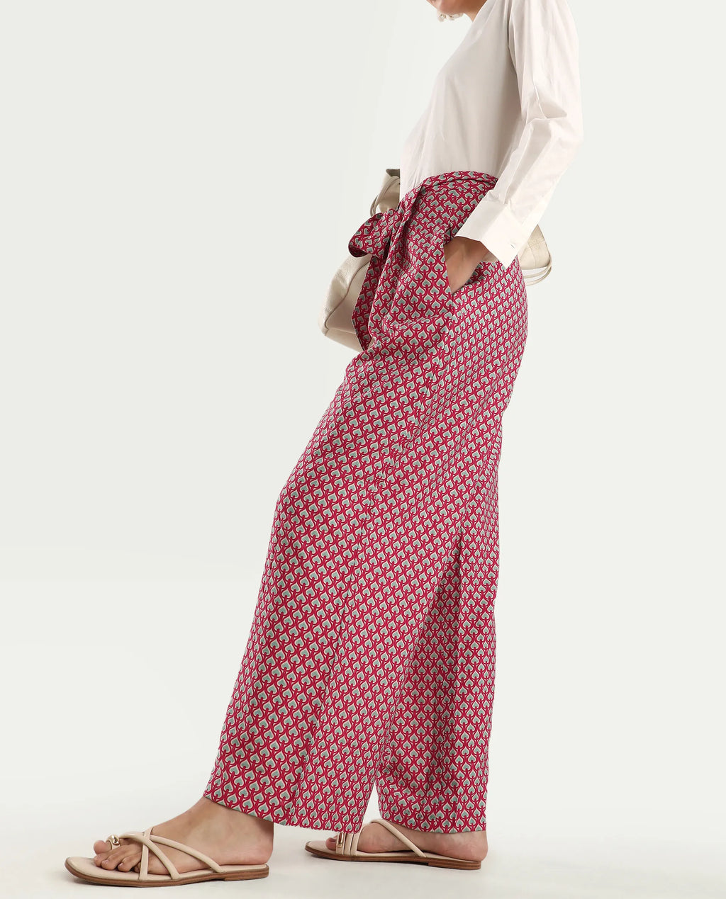 Rareism Women's Imanio Multi Polyester Blend Geometric Print Ankle Length Wide Trouser