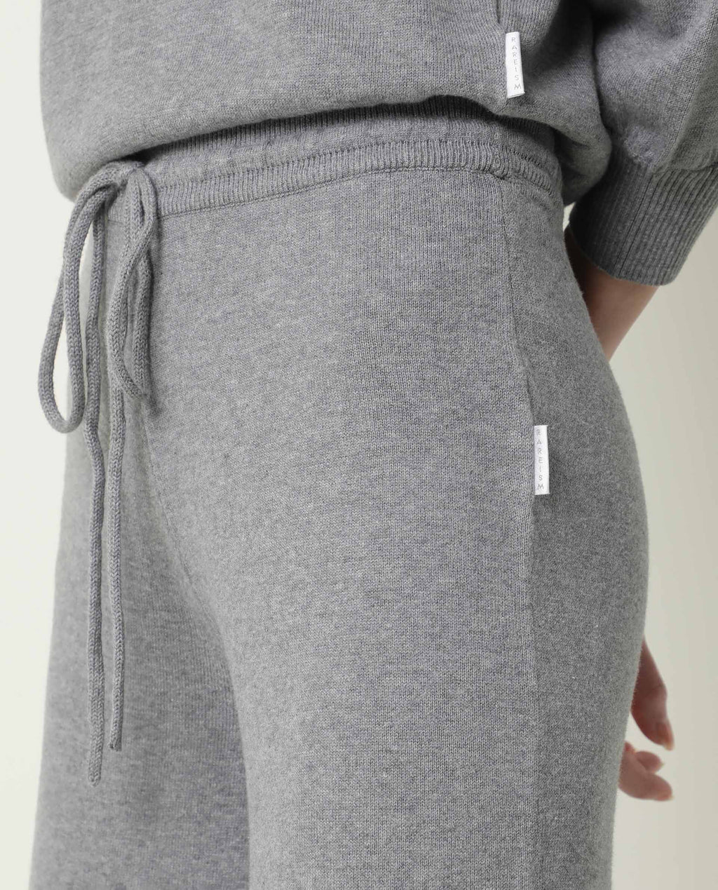 Rareism Women's Finn Track Grey Cotton Plain Ankle Length Flared Track Pant
