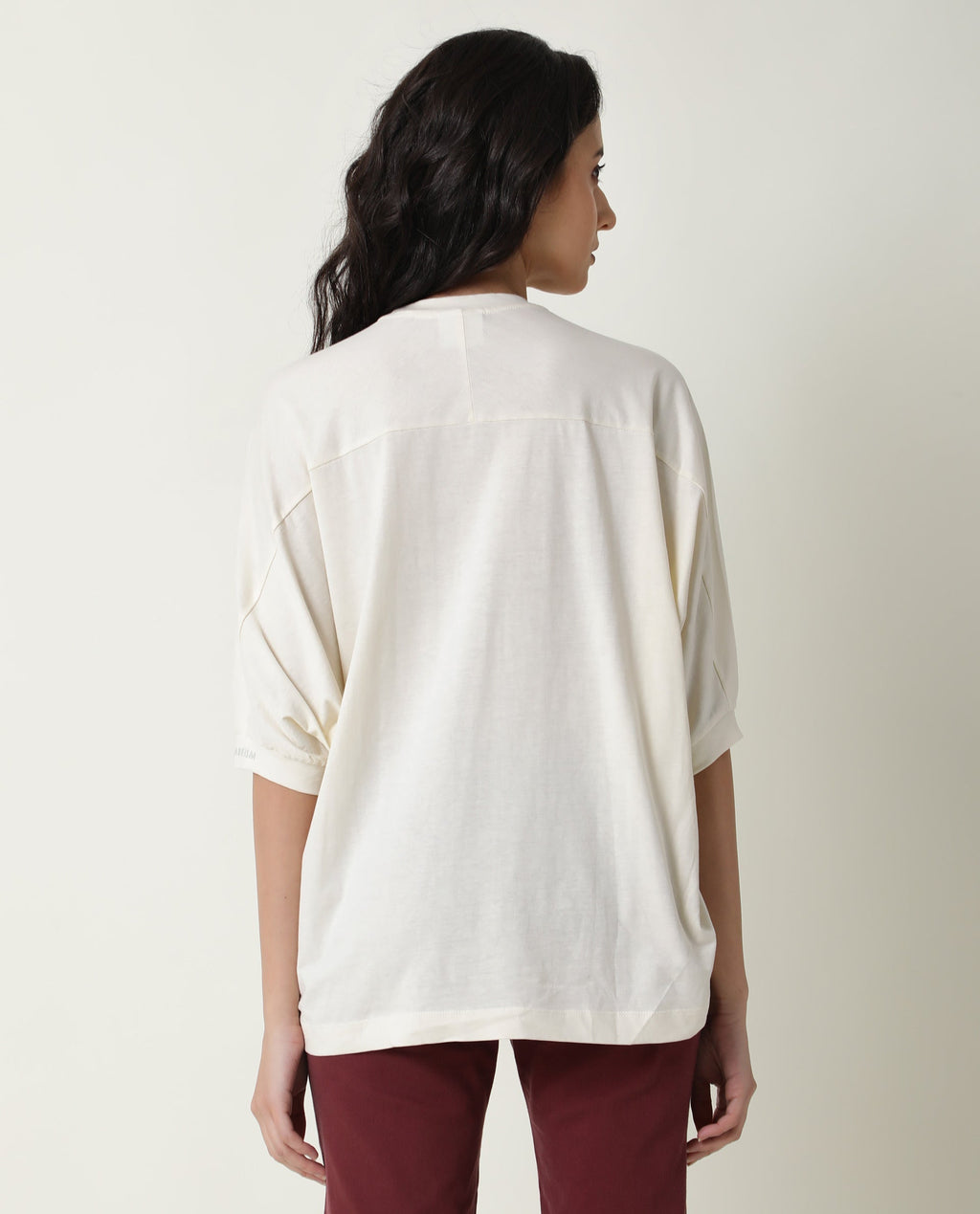 Rareism Women's Osmo Offwhite Cotton Crew Neck Plain Relaxed Fit Top