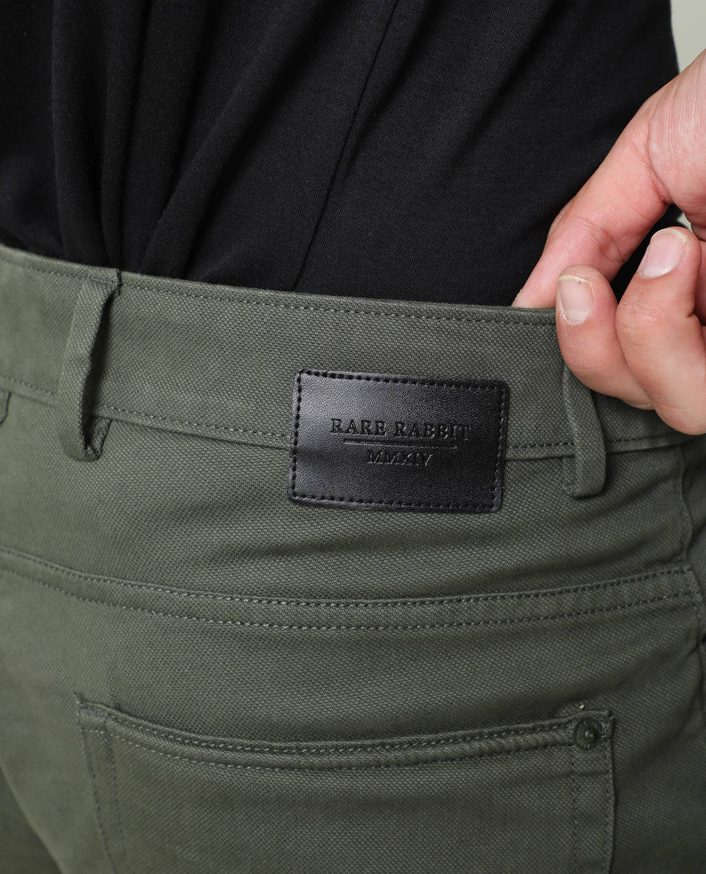Rare Rabbit Men's Spoke Green Cotton Plain Regular Fit Trouser