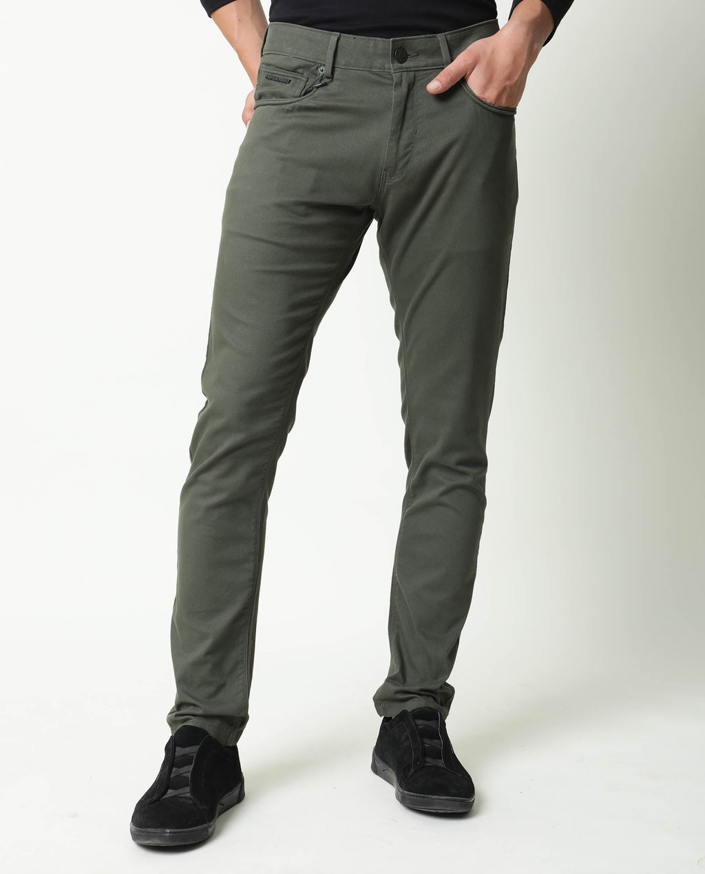 Rare Rabbit Men's Spoke Green Cotton Plain Regular Fit Trouser