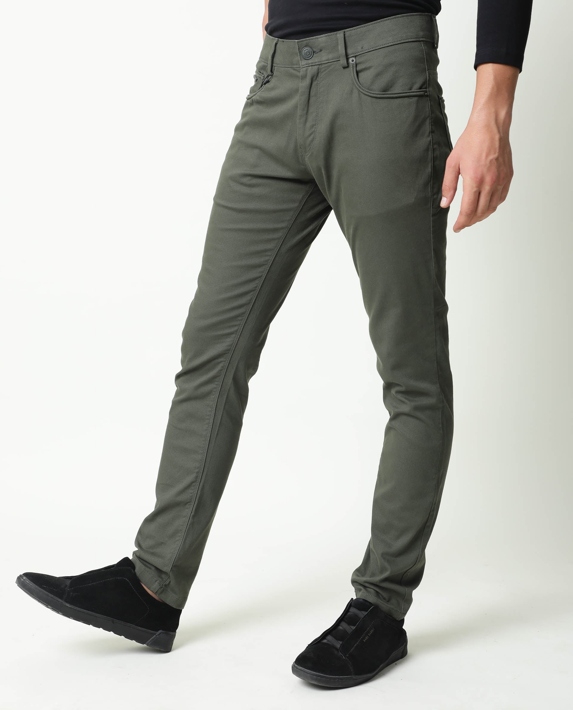 Rare Rabbit Men's Spoke Green Cotton Plain Regular Fit Trouser