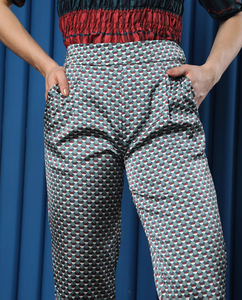 Rareism Women's Rosa Multi Polyester Polka Print Ankle Length Tailored Trouser
