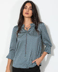 Rareism Women's Ivy Multi Polyester Sweetheart Neck Geometric Print Puff Sleeves Regular Fit Top