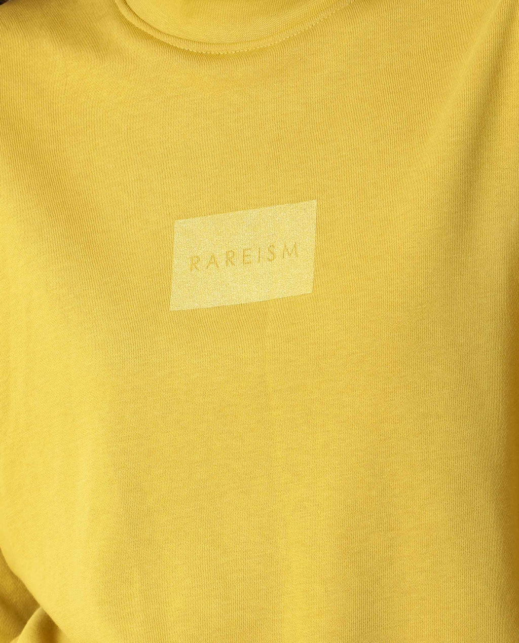 Rareism Women's Hectare Yellow Cotton Blend High Neck Plain Relaxed Fit Sweatshirt