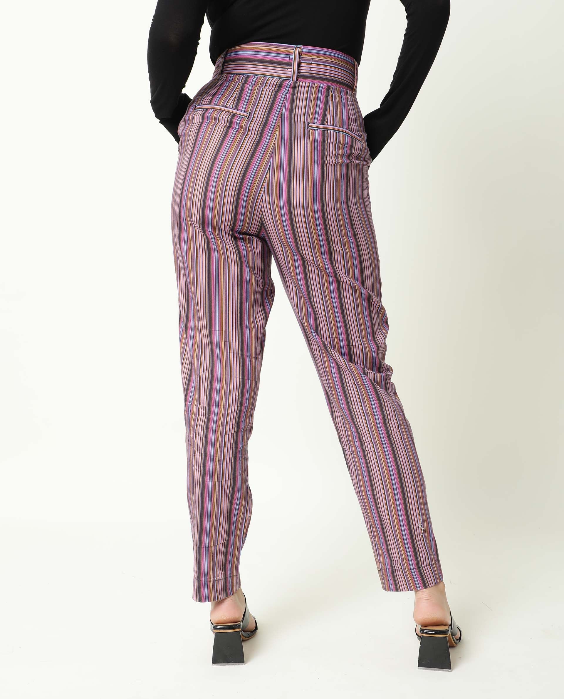 Rareism Women's Apple Multi Cotton Regular Fit Trouser