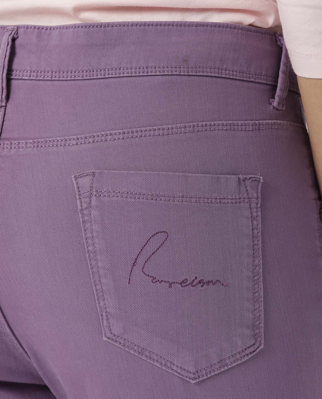 Rareism Women's Metty Purple Cotton Blend Plain Ankle Length Slim Fit Jeans