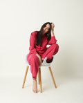 Rareism Women's Finn Light Pink Cotton Hooded Plain Knee Length Straight Fit Track Suit