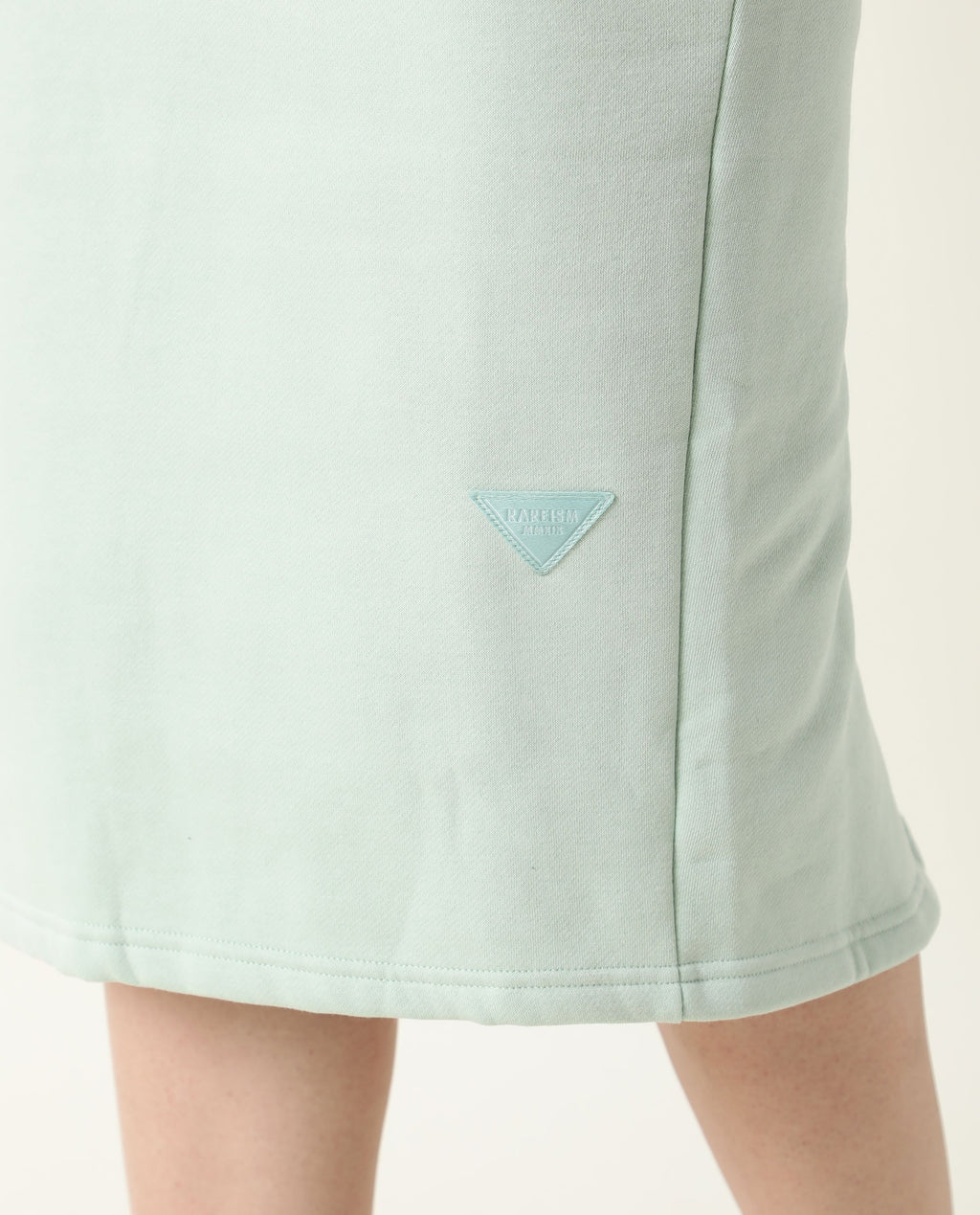 Rareism Women's Fudge Green Polyester Blend Plain Midi Tailored Skirt