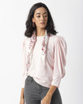 Rareism Women's Ballerina Pink Crew Neck Plain Knee Length Regular Fit Top