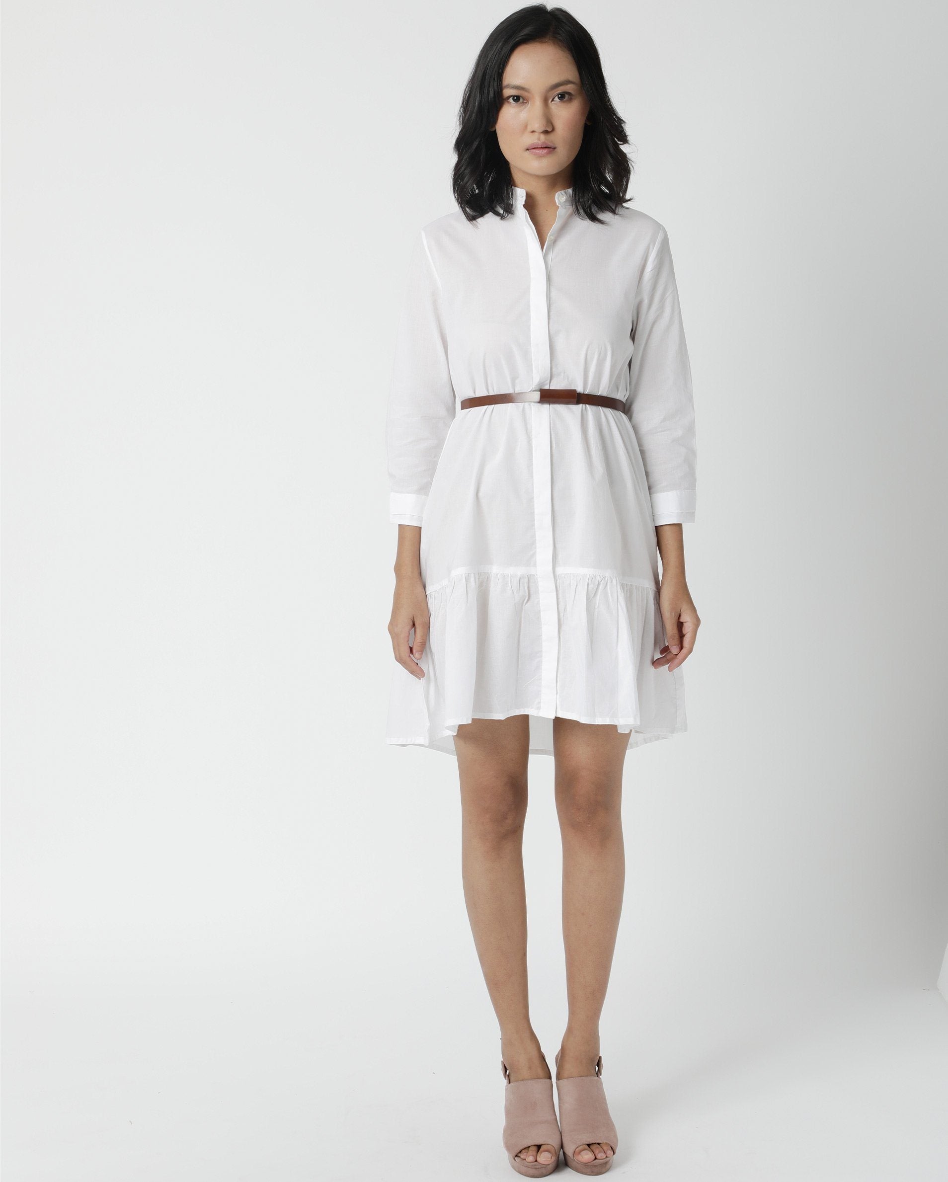 Rareism Women's Krepe White Dress