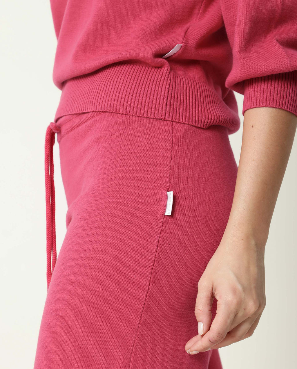 Rareism Women's Finn Light Pink Cotton Hooded Plain Knee Length Straight Fit Track Suit