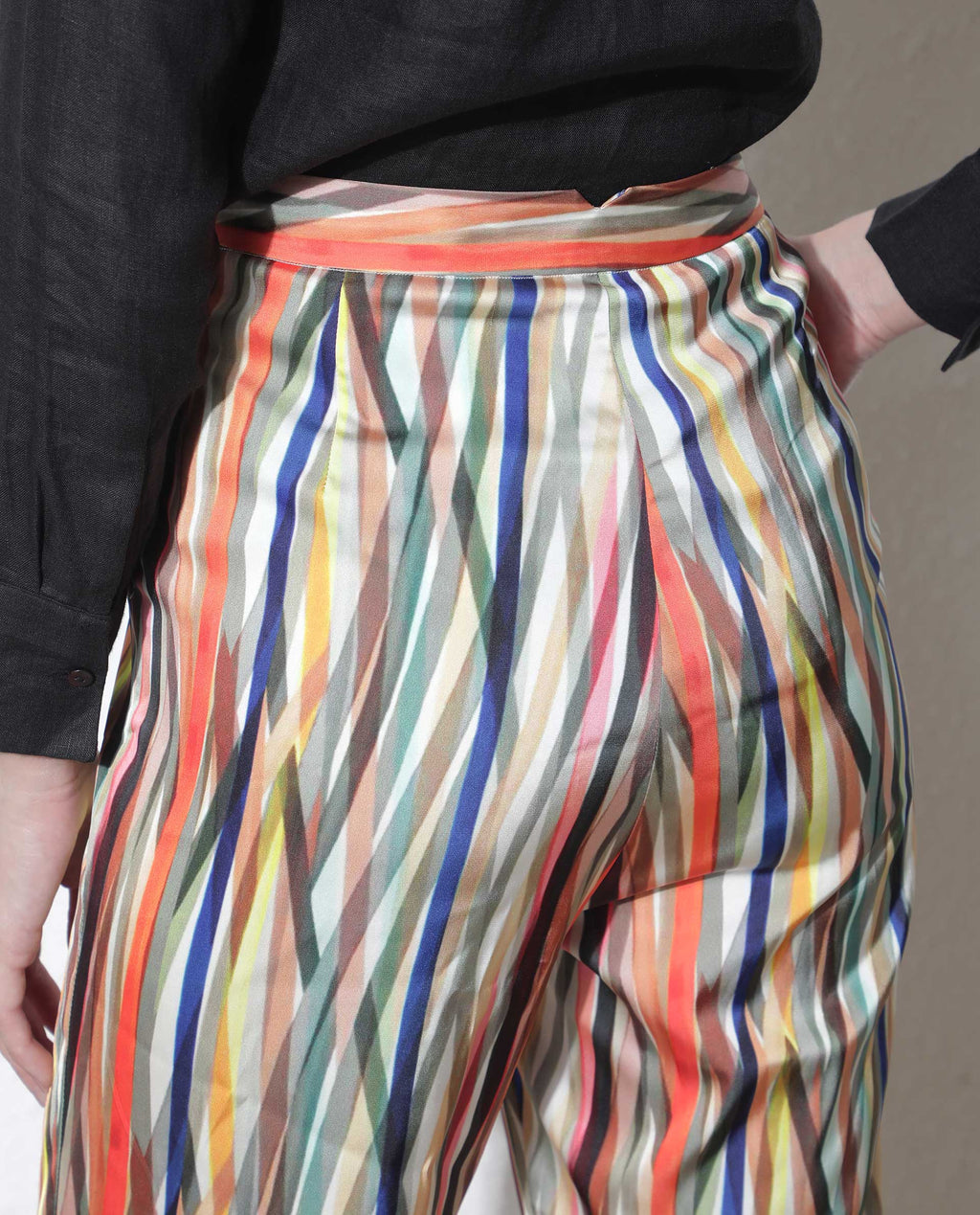 Rareism Women's Ransom Multi Modal Striped Ankle Length Tailored Trouser