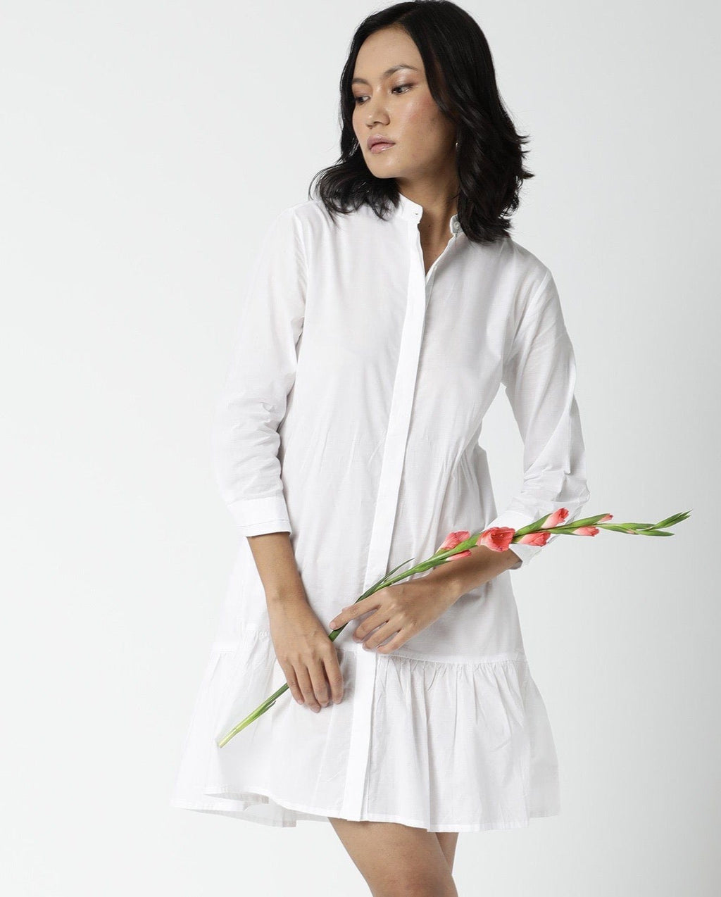 Rareism Women's Krepe White Dress