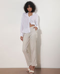 Rareism Women's Maeve Beige Polyester Blend Plain Ankle Length Tailored Trouser