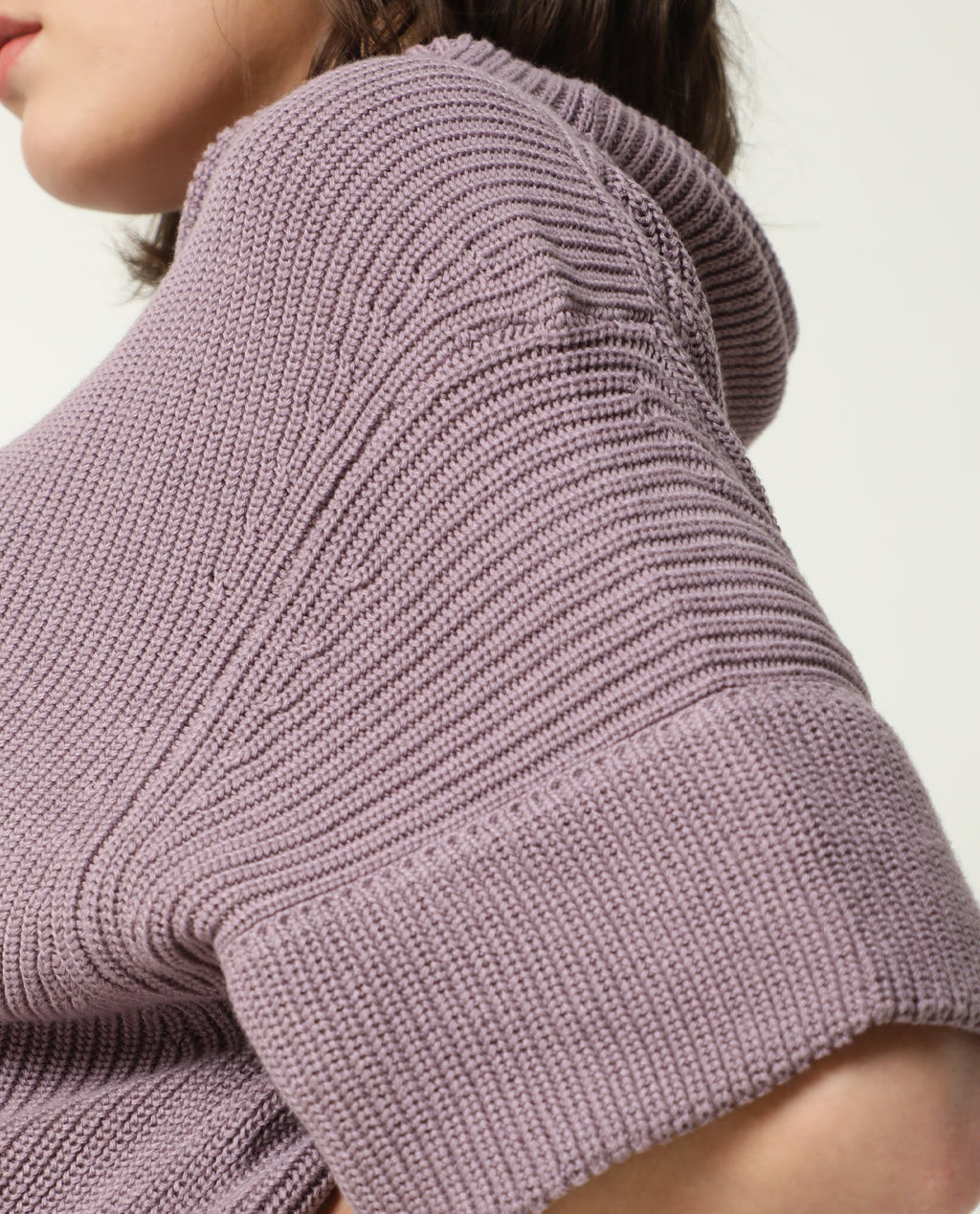 Rareism Women's Daffy Purple Cotton Cowl Neck Plain Cuffed Sleeve Relaxed Fit Sweater