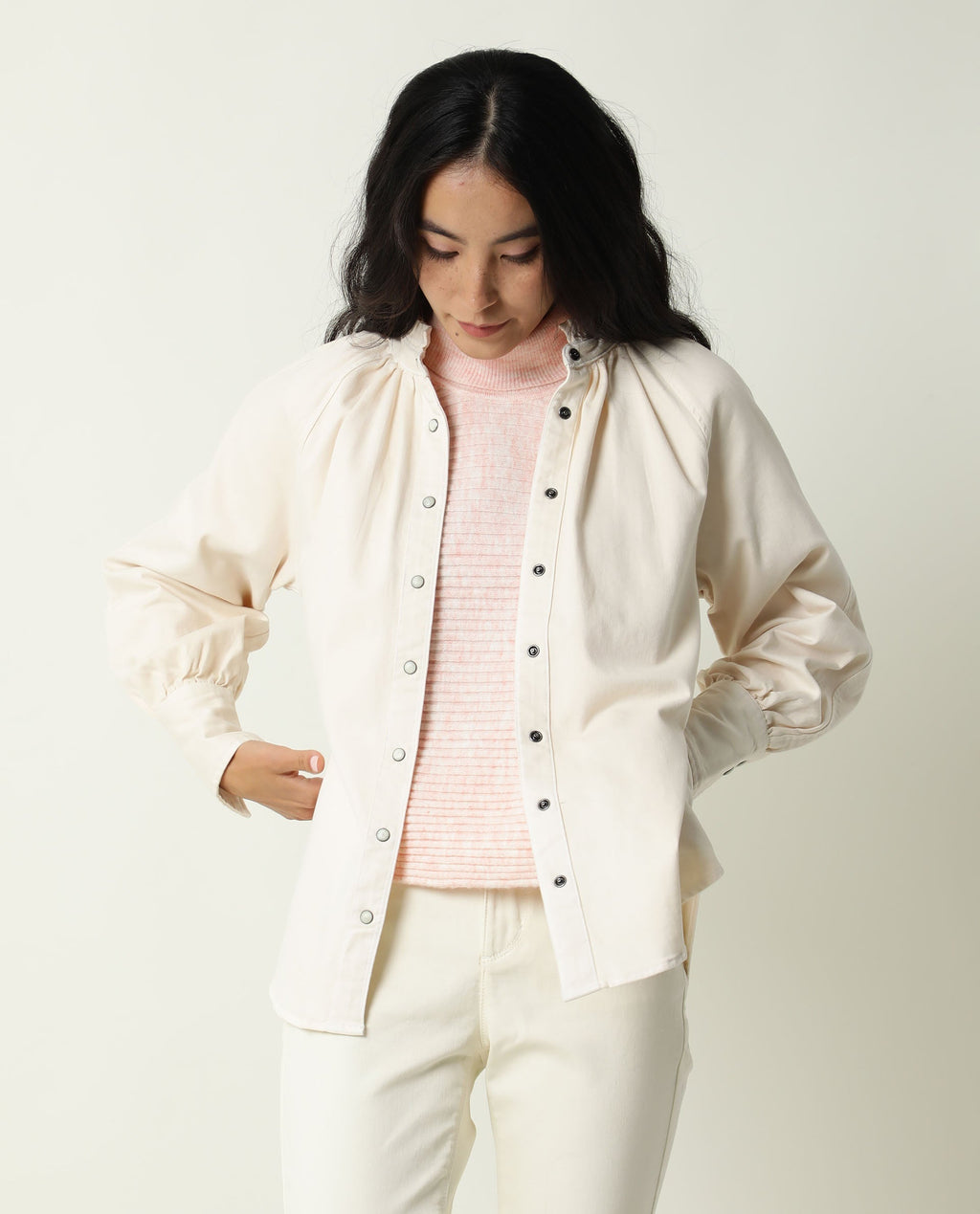 Rareism Women's Bellona Offwhite Cotton Sweetheart Neck Plain Regular Fit Jacket