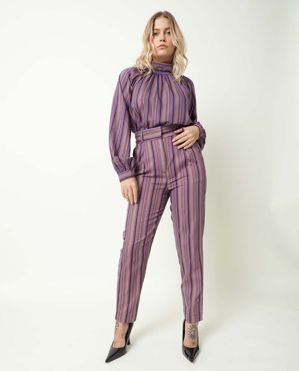 Rareism Women's Apple Multi Cotton Regular Fit Trouser