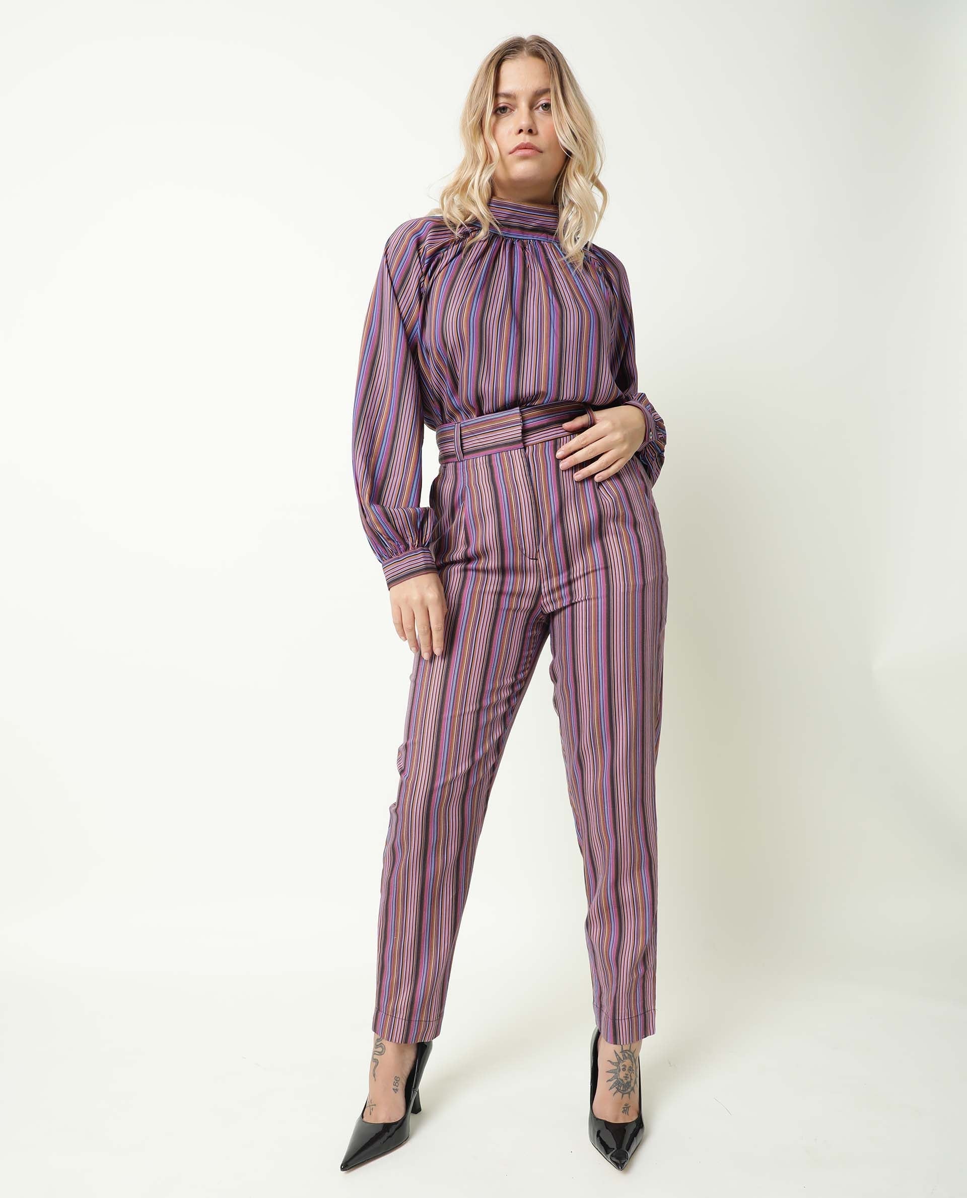 Rareism Women's Apple Multi Cotton Regular Fit Trouser