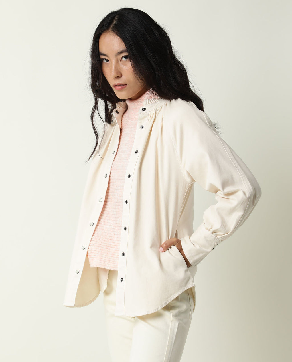 Rareism Women's Bellona Offwhite Cotton Sweetheart Neck Plain Regular Fit Jacket