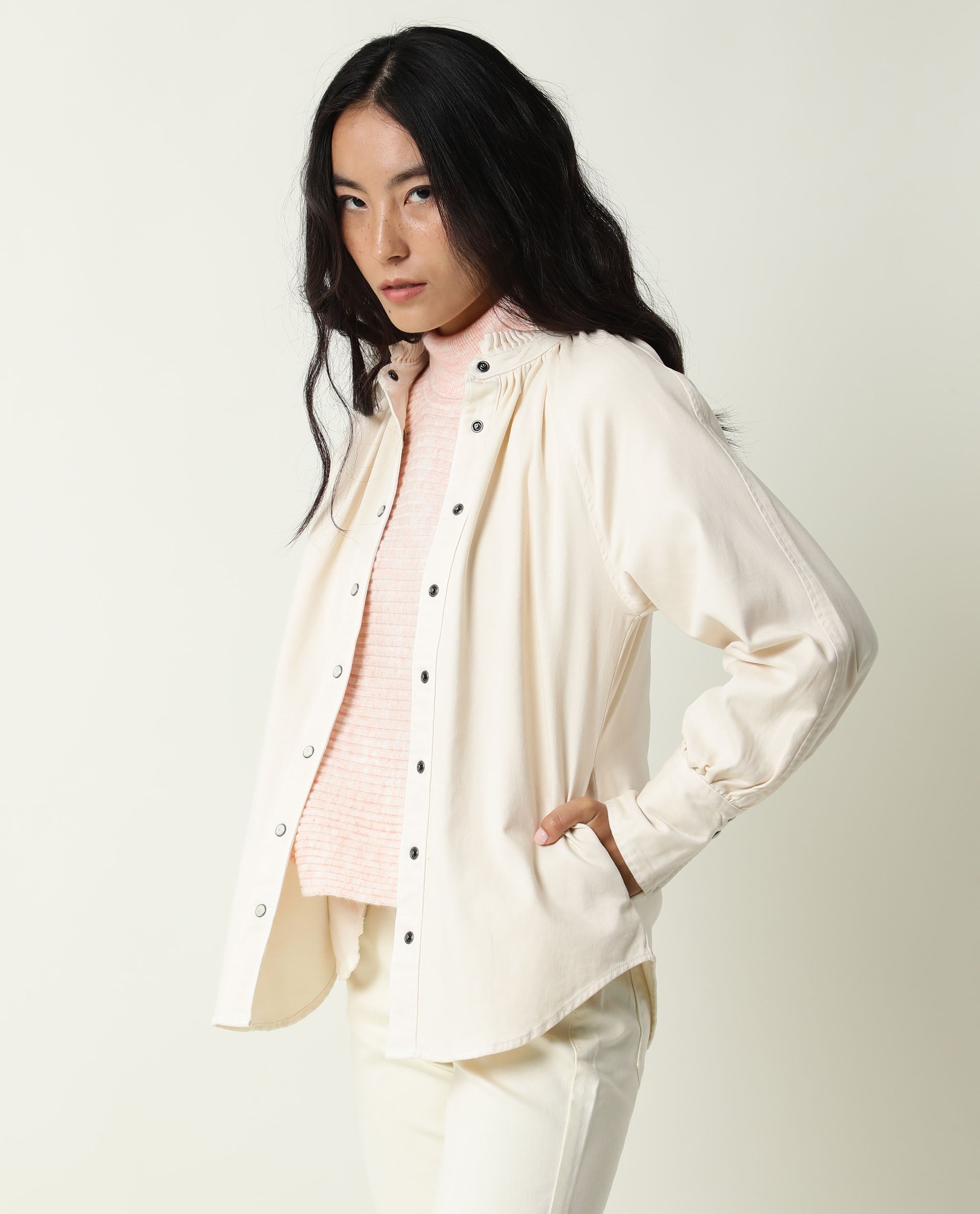 Rareism Women's Bellona Offwhite Cotton Sweetheart Neck Plain Regular Fit Jacket