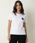 Rareism Women's Fuji Offwhite Cotton Crew Neck Graphic Print Regular Fit T-Shirt