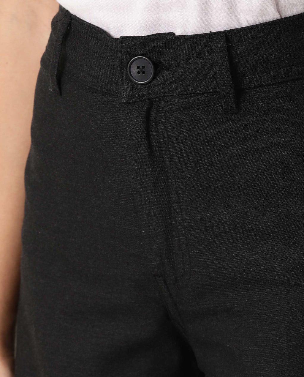 Rareism Women's Micky Black Cotton Blend Plain Ankle Length Tailored Trouser