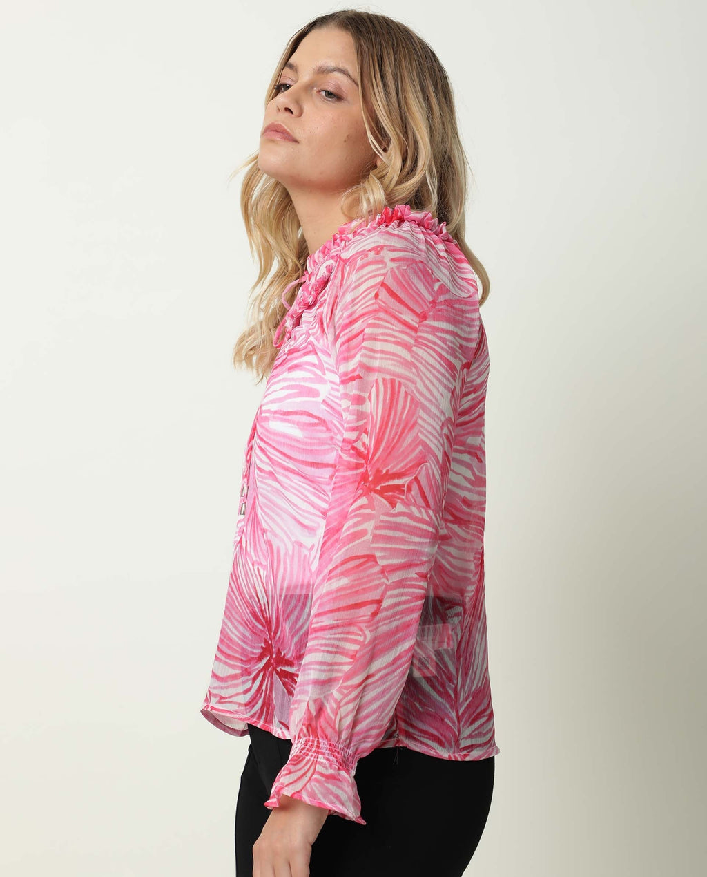 Rareism Women's Tonal Pink Sweetheart Neck Printed Knee Length Tailored Top