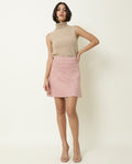 Rareism Women's Rame Pink Polyester Plain Midi Regular Fit Skirt
