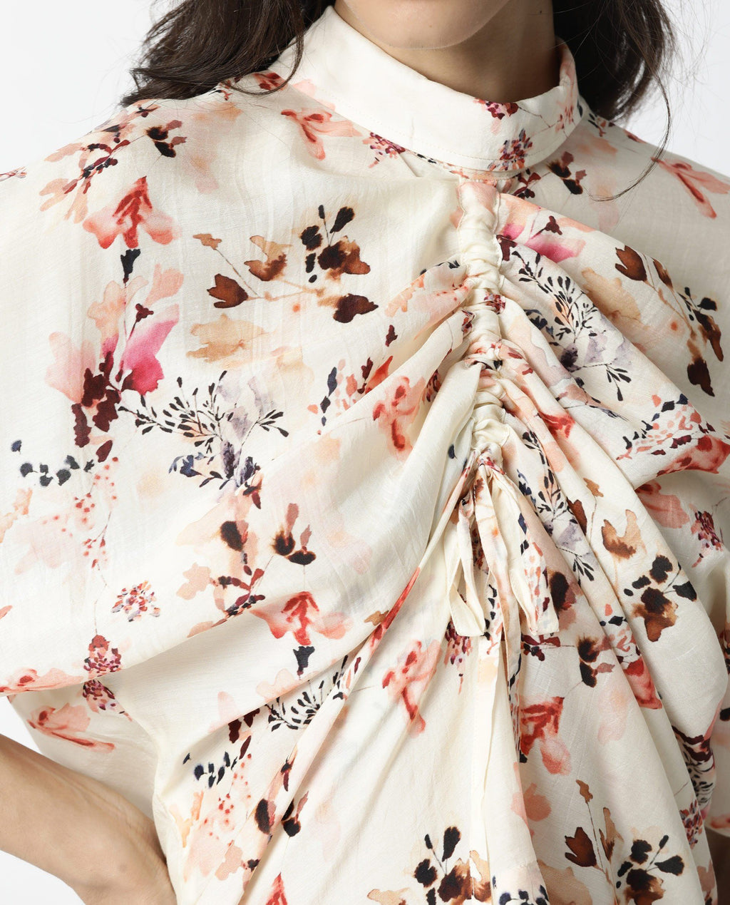 Rareism Women Emmer Offwhite Top Short Sleeves Printed