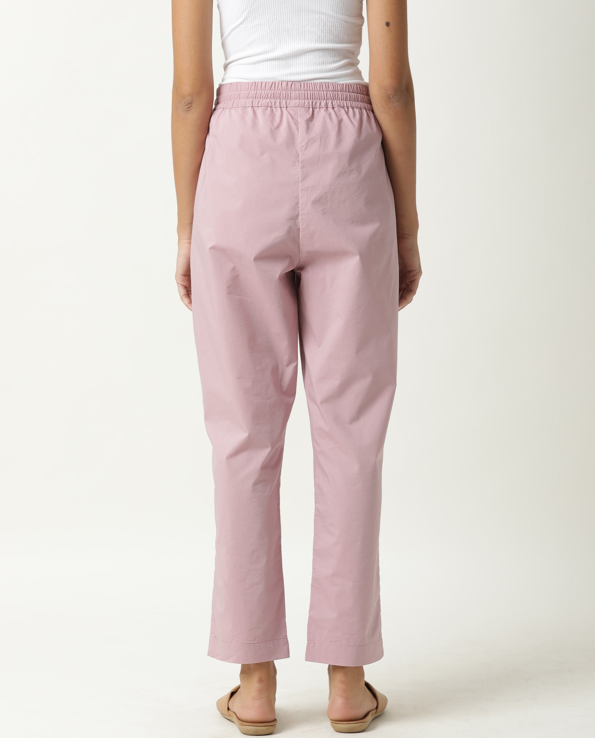 Rareism Women's Juven Purple Polyester Blend Plain Ankle Length Tapered Trouser