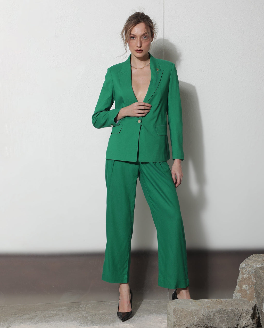 Rareism Women's Ziva Blazer Polyester Lapel Neck Plain Tailored Blazer