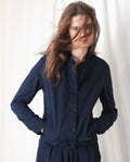 Rareism Women's Aomori Navy Polyester Blend Mandarin Collar Plain Regular Fit Jacket