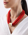 Rareism Women Impression Red Neckalce