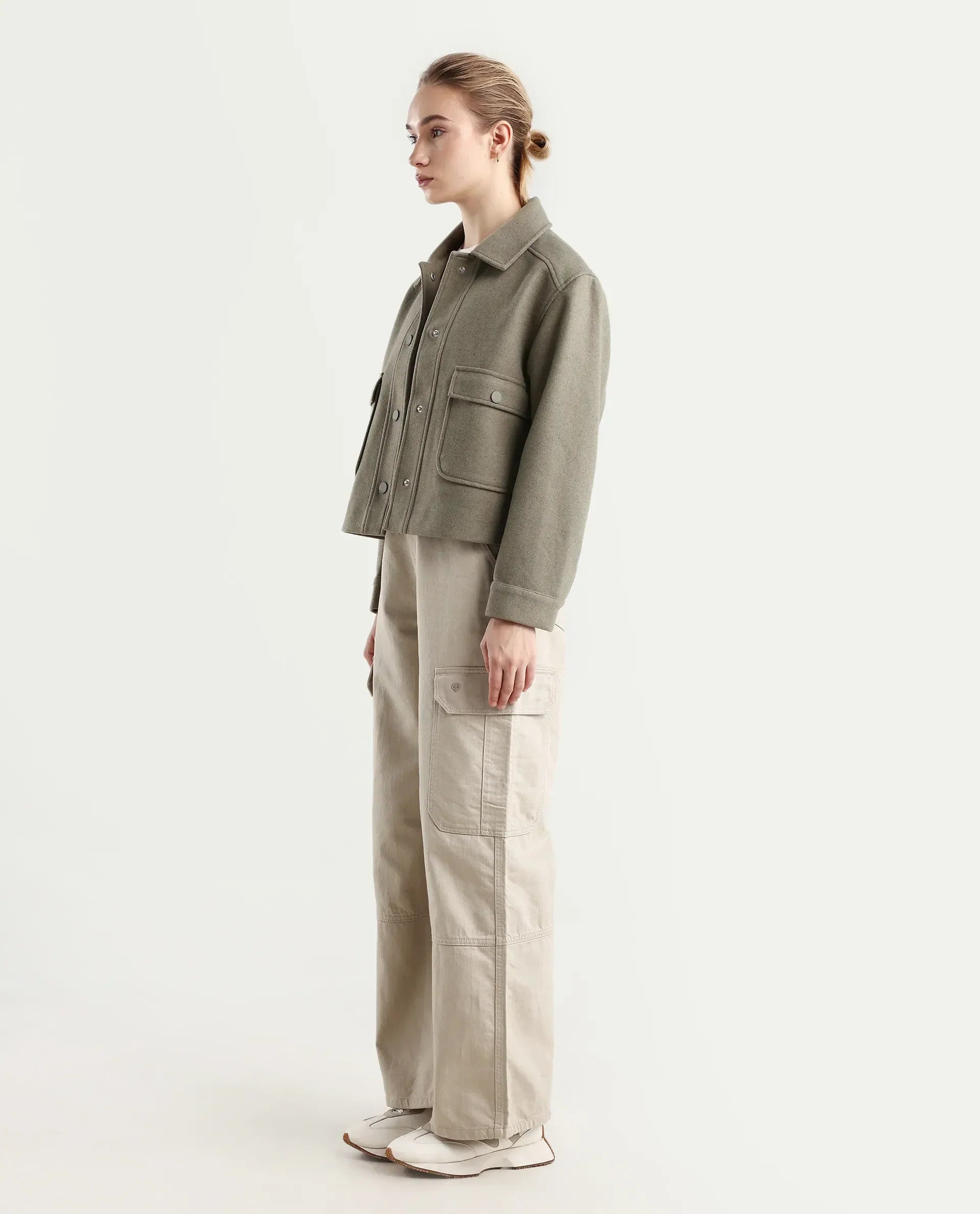 Rareism Women's Itsiz Off Beige Cotton Plain Ankle Length Wide Trouser