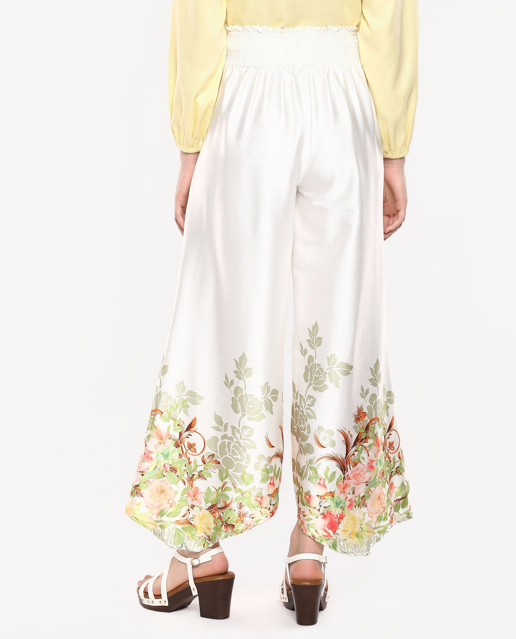 Rareism Women's Janar Multi Cotton Blend Floral Print Ankle Length Flared Trouser