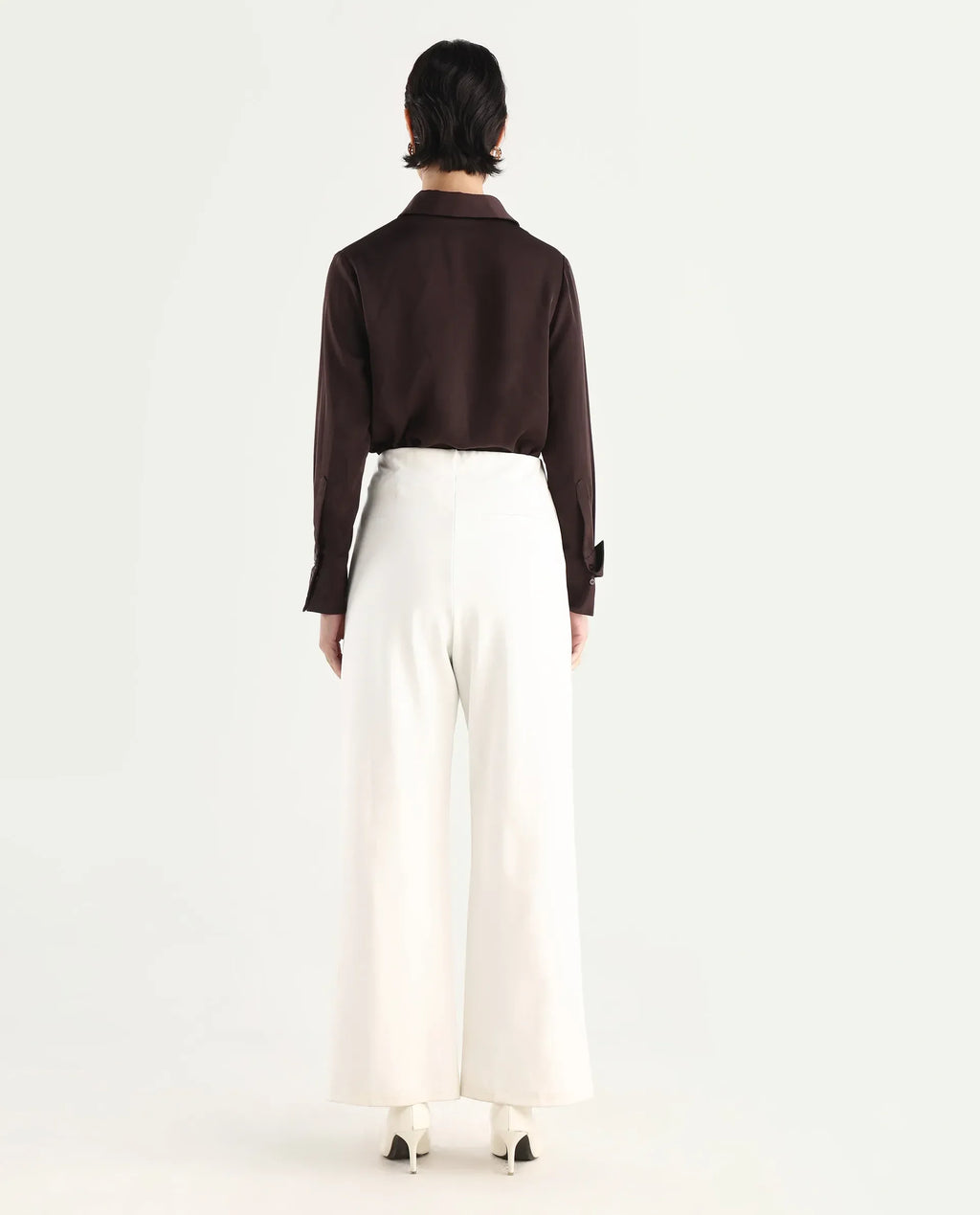 Rareism Women's Jancura-S26 Off White Viscose Blend Relaxed Fit Plain Trouser